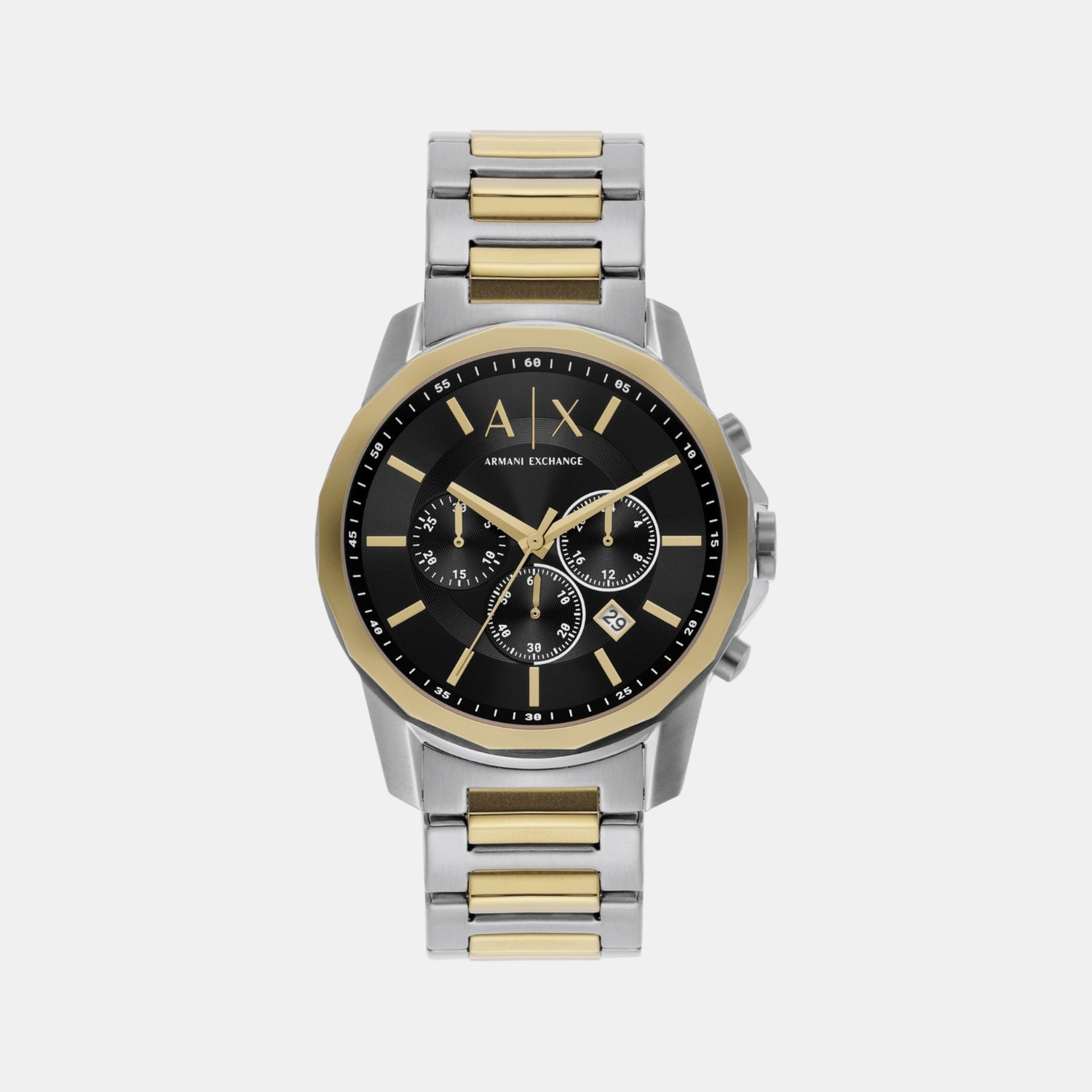 Banks Men Quartz Black Dial Chronograph Stainless Steel Watch AX7148SET