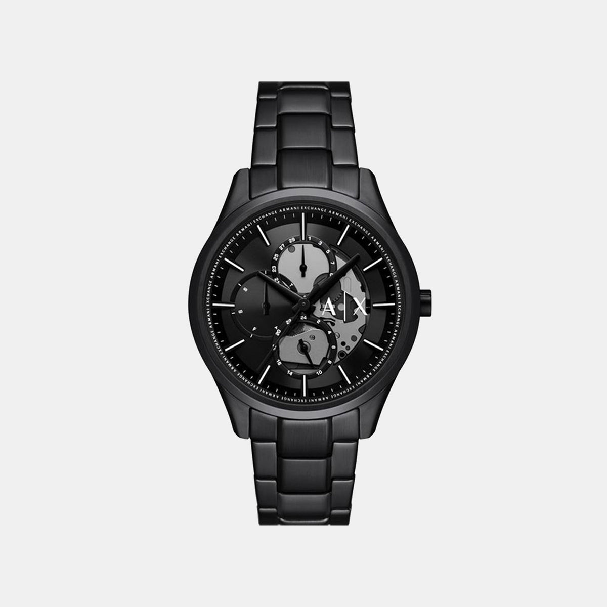 Men Quartz Black Dial Multi-Function Stainless Steel Watch AX7160SET