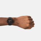 Men Quartz Black Dial Chronograph Stainless Steel Watch AX7162SET