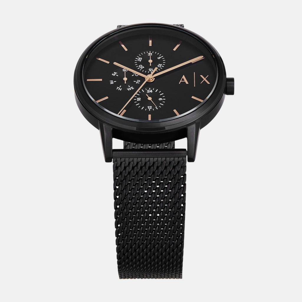 Men Quartz Black Dial Chronograph Stainless Steel Watch AX7162SET