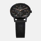Men Quartz Black Dial Chronograph Stainless Steel Watch AX7162SET