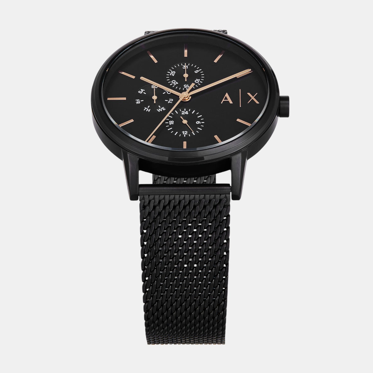 Men Quartz Black Dial Chronograph Stainless Steel Watch AX7162SET