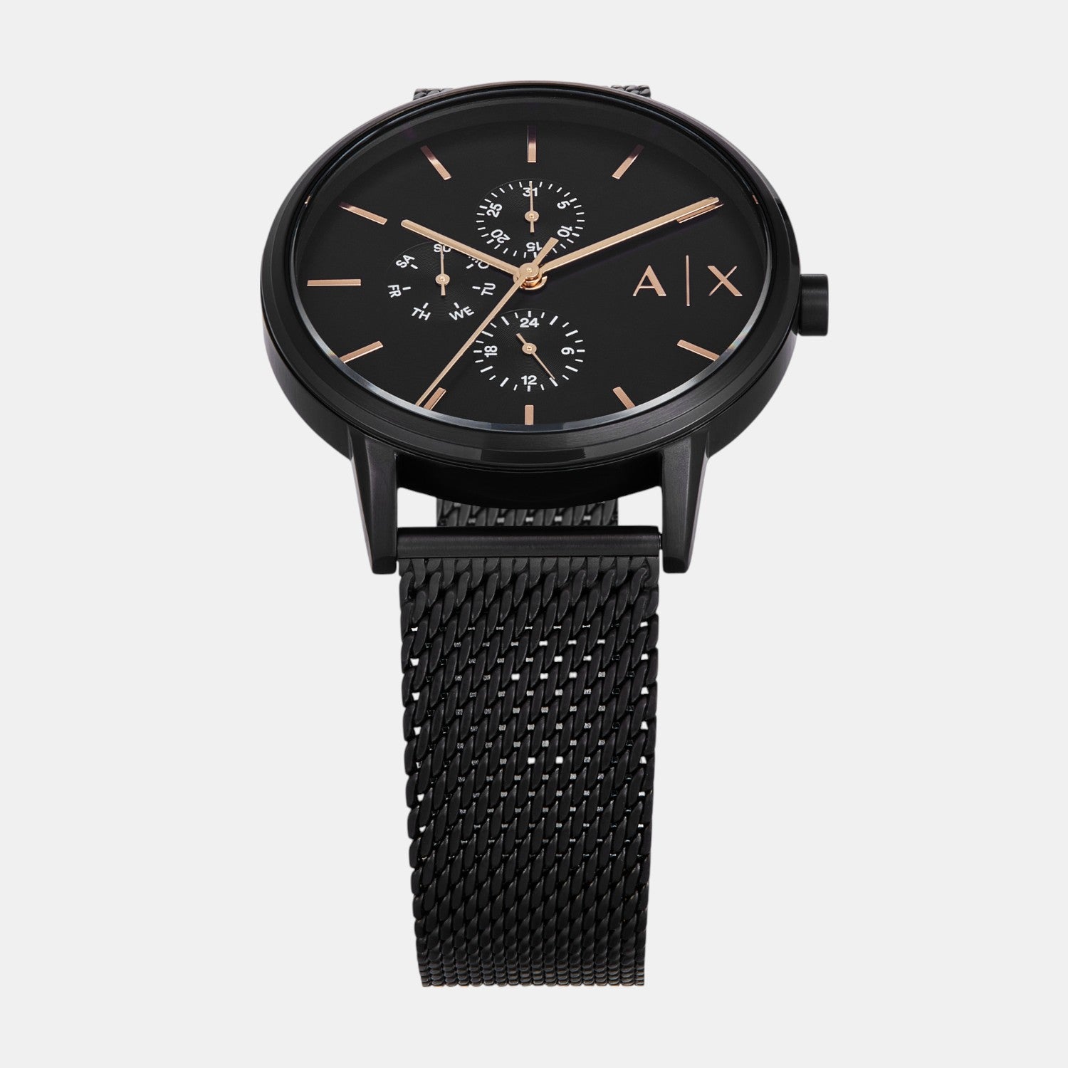 Men Quartz Black Dial Chronograph Stainless Steel Watch AX7162SET