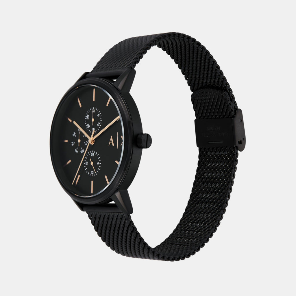 Men Quartz Black Dial Chronograph Stainless Steel Watch AX7162SET