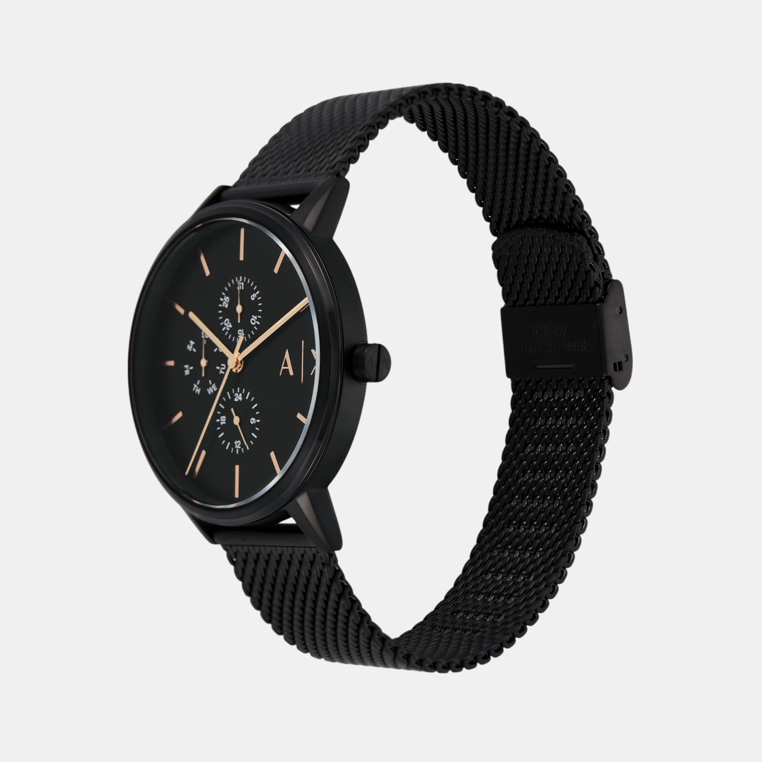 Men Quartz Black Dial Chronograph Stainless Steel Watch AX7162SET