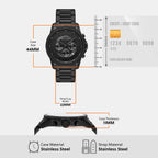 Men Quartz Black Dial Chronograph Stainless Steel Watch AX7163SET