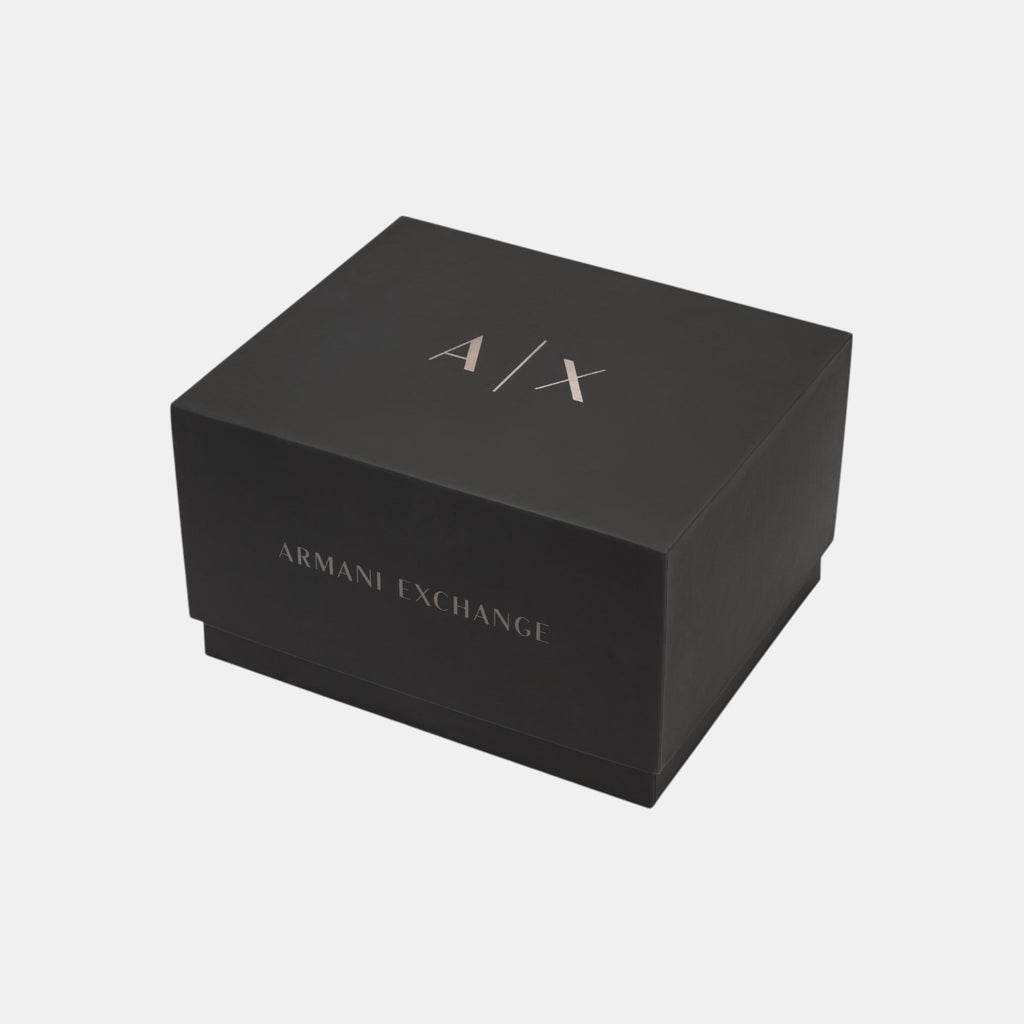 Men Quartz Black Dial Chronograph Stainless Steel Watch AX7163SET