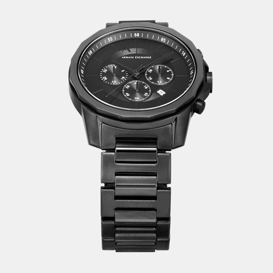 Men Quartz Black Dial Chronograph Stainless Steel Watch AX7163SET