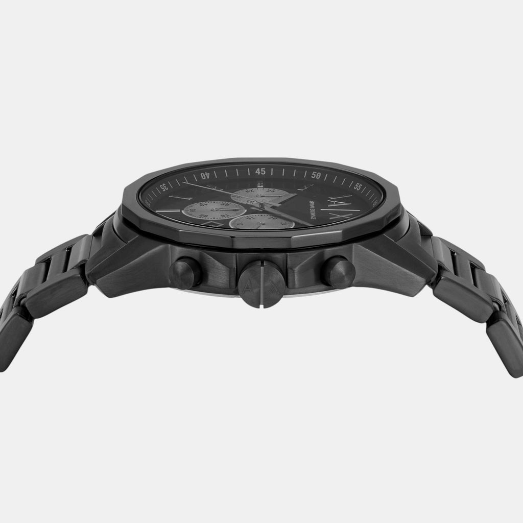 Men Quartz Black Dial Chronograph Stainless Steel Watch AX7163SET