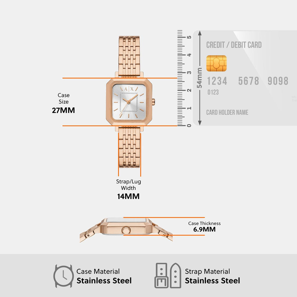 Women Quartz Silver Dial Analog Stainless Steel Watch AX7164SET