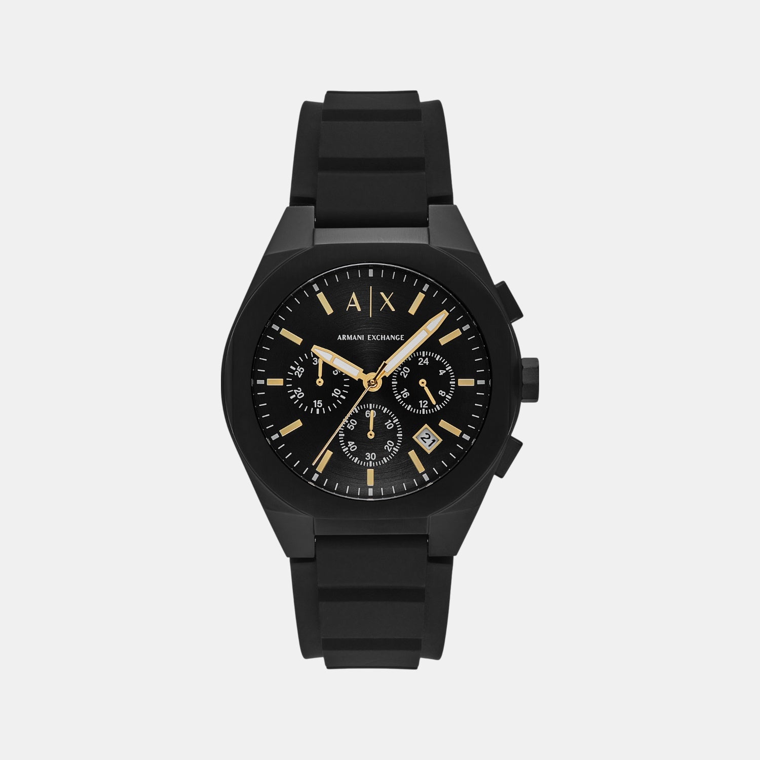 Men Quartz Black Dial Chronograph Silicone Watch AX7165SET