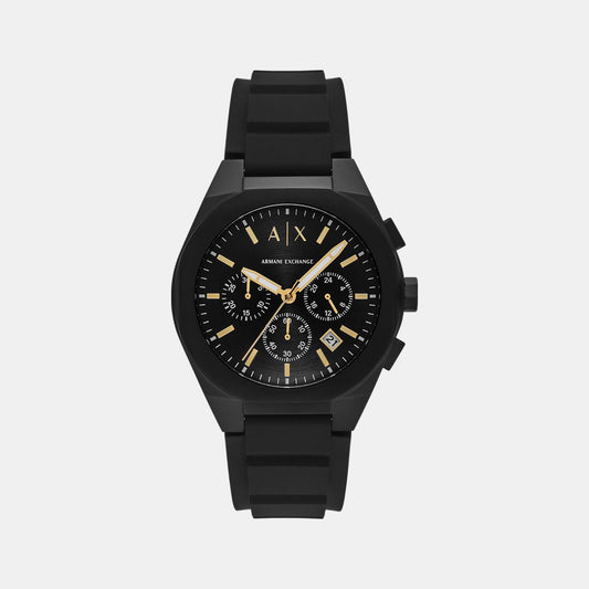 Men Quartz Black Dial Chronograph Silicone Watch AX7165SET