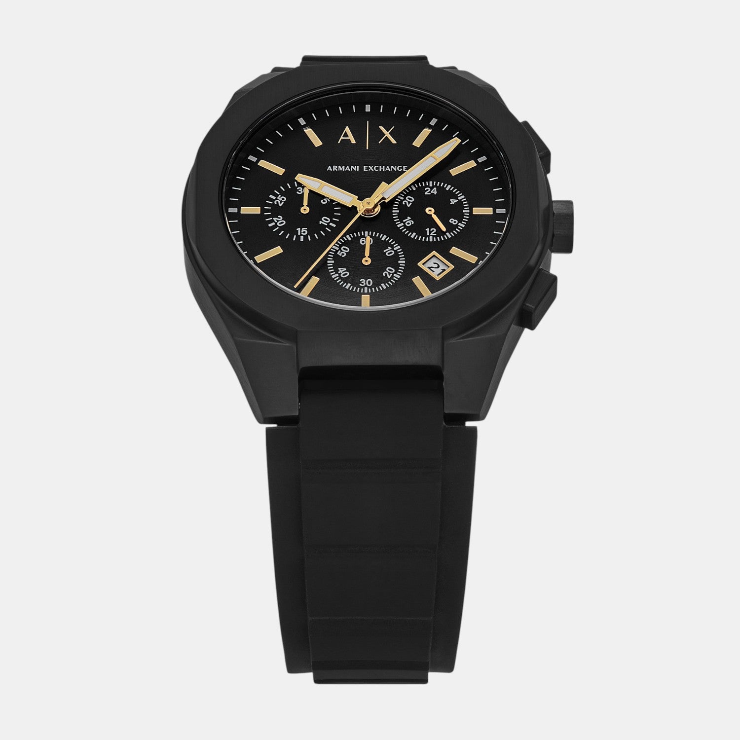 Men Quartz Black Dial Chronograph Silicone Watch AX7165SET