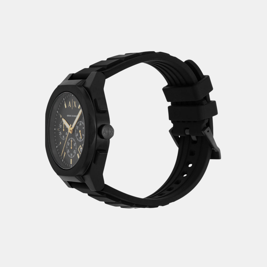 Men Quartz Black Dial Chronograph Silicone Watch AX7165SET