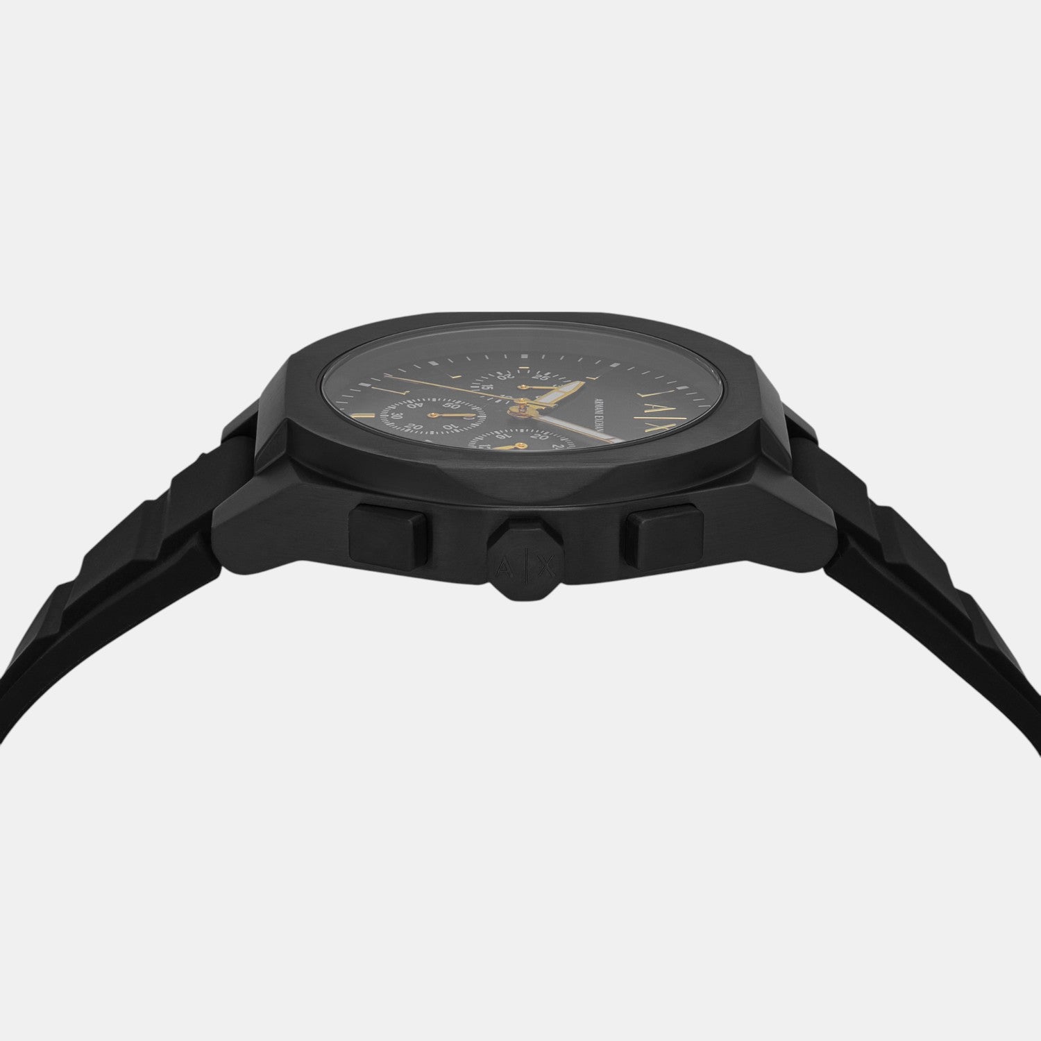 Men Quartz Black Dial Chronograph Silicone Watch AX7165SET