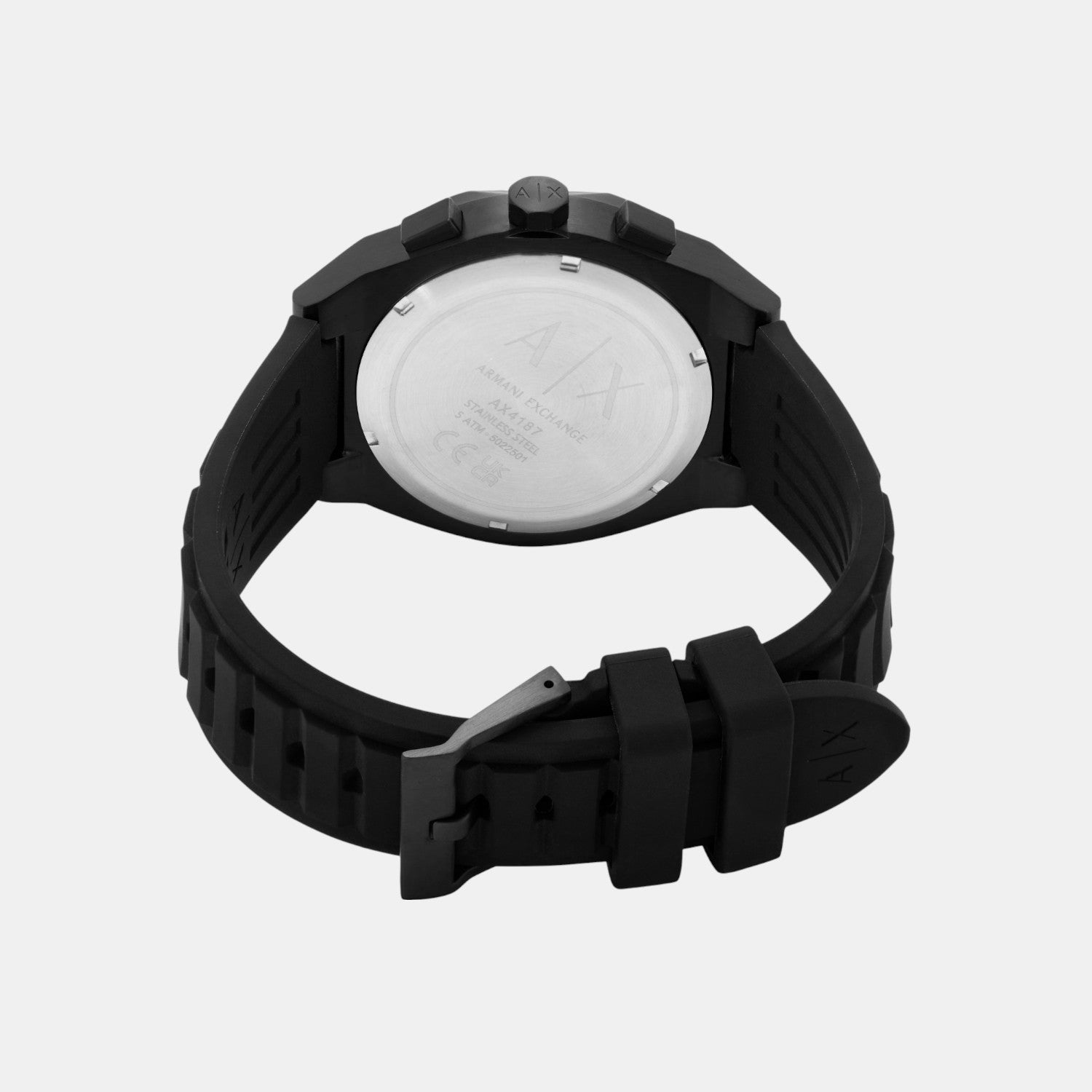 Men Quartz Black Dial Chronograph Silicone Watch AX7165SET