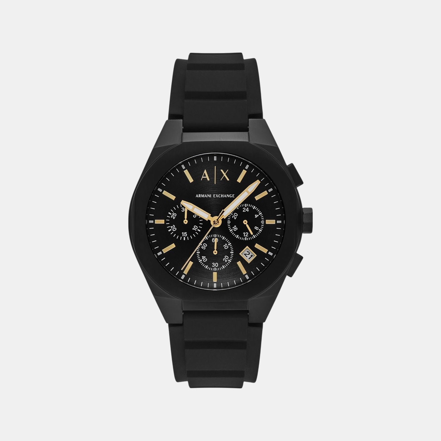 Men Quartz Black Dial Chronograph Silicone Watch AX7165SET