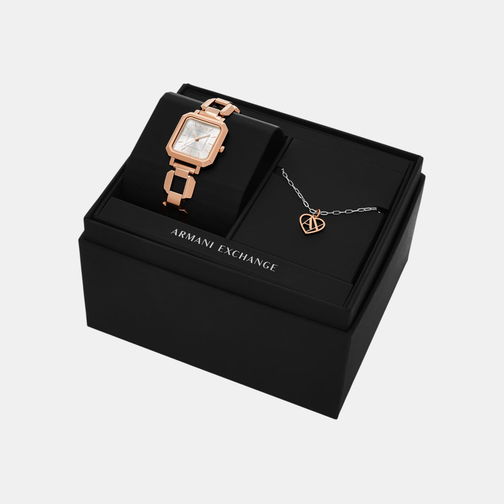 Women Quartz Silver Dial Analog Stainless Steel Watch AX7167SET