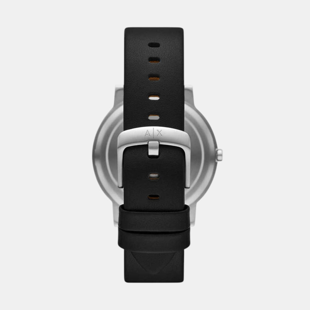 Men Quartz Black Dial Analog Leather Watch AX7168SET