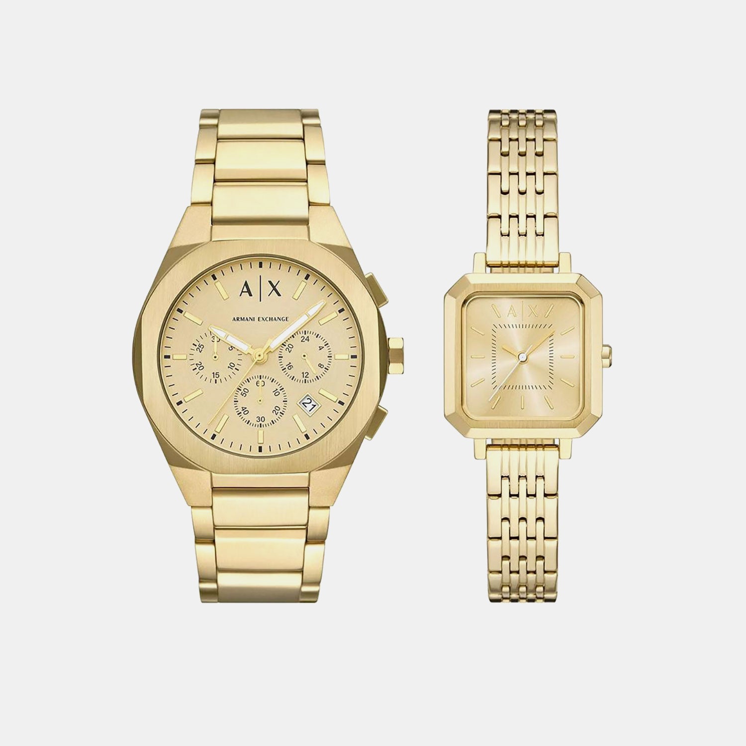 Sync Men Quartz Gold Dial Analog Stainless Steel Watch AX7171SET