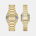 Sync Couple Quartz Gold Dial Analog Stainless Steel Watch AX7171SET
