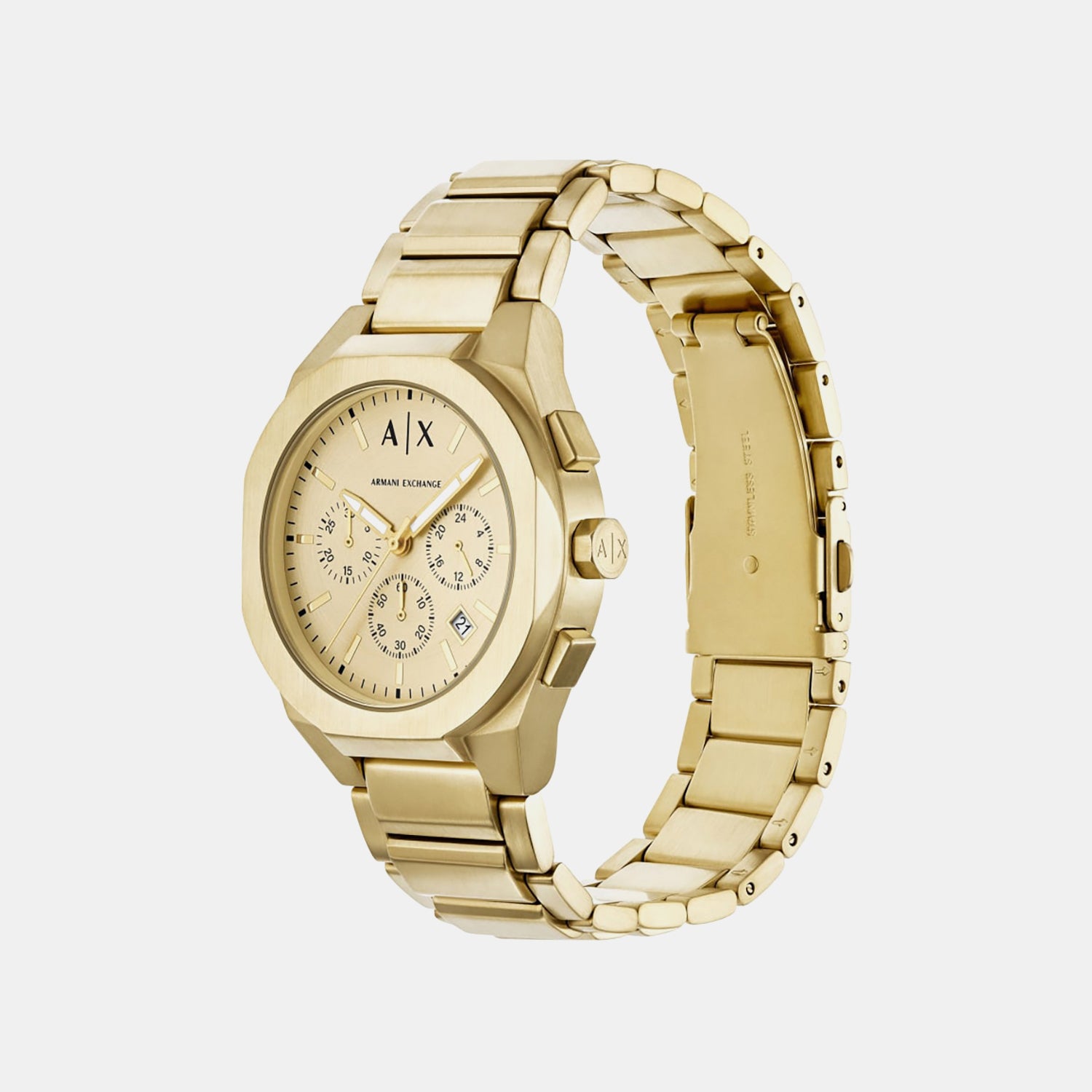 Sync Couple Quartz Gold Dial Analog Stainless Steel Watch AX7171SET