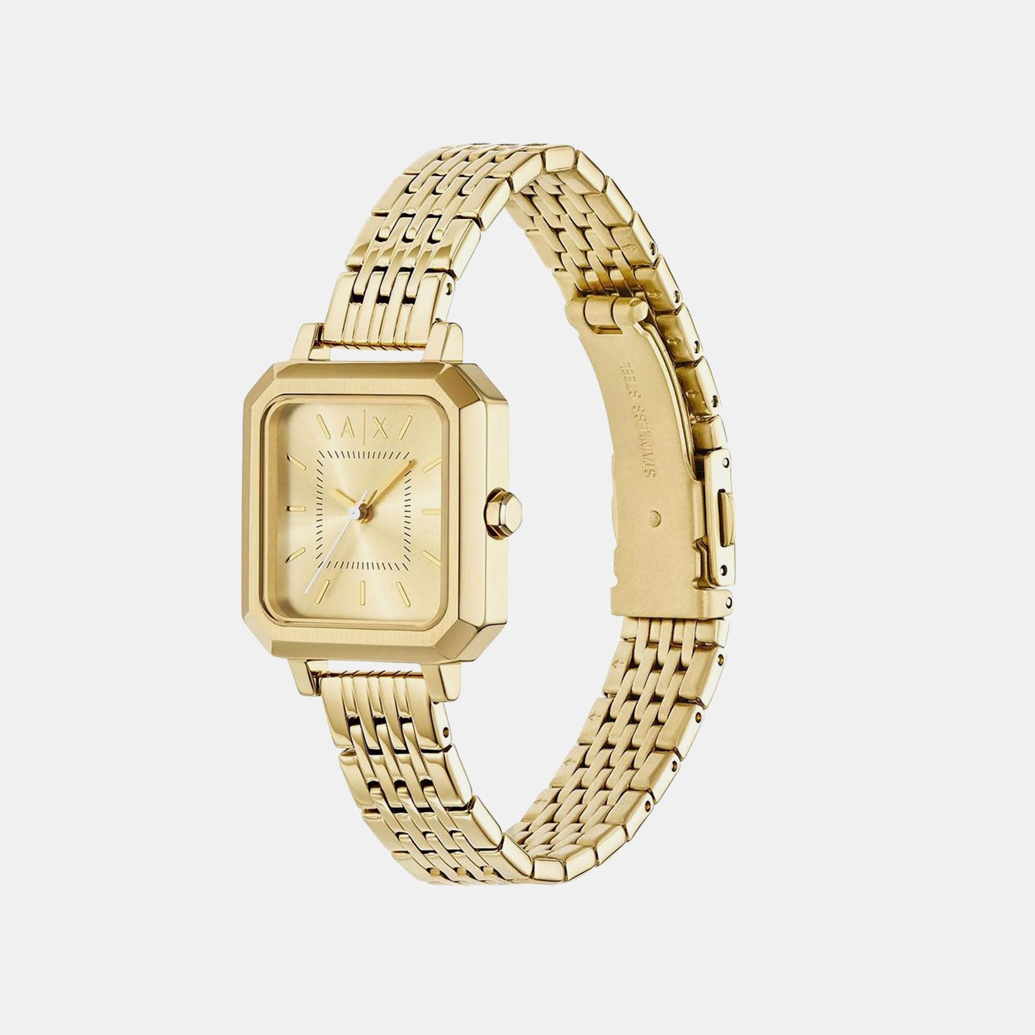 Sync Men Quartz Gold Dial Analog Stainless Steel Watch AX7171SET