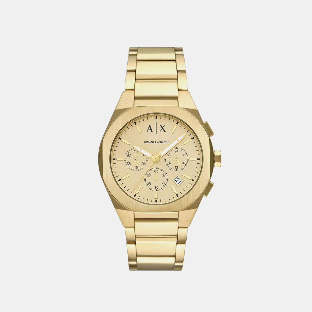 Sync Men Quartz Gold Dial Analog Stainless Steel Watch AX7171SET