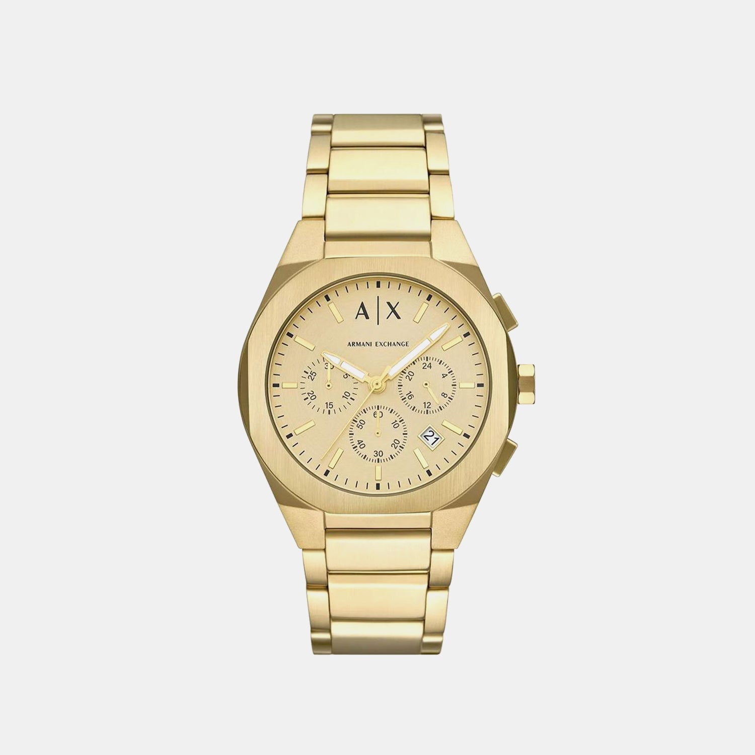 Sync Men Quartz Gold Dial Analog Stainless Steel Watch AX7171SET