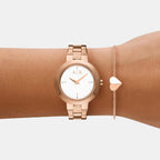 Women Quartz White Dial Analog Stainless Steel Watch AX7175SET