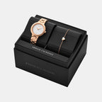 Women Quartz White Dial Analog Stainless Steel Watch AX7175SET