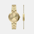 Women Quartz Gold Dial Analog Stainless Steel Watch AX7177SET