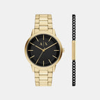 Lexington Pave Women Quartz Black Dial Multi-Function Stainless Steel Watch AX7178SET