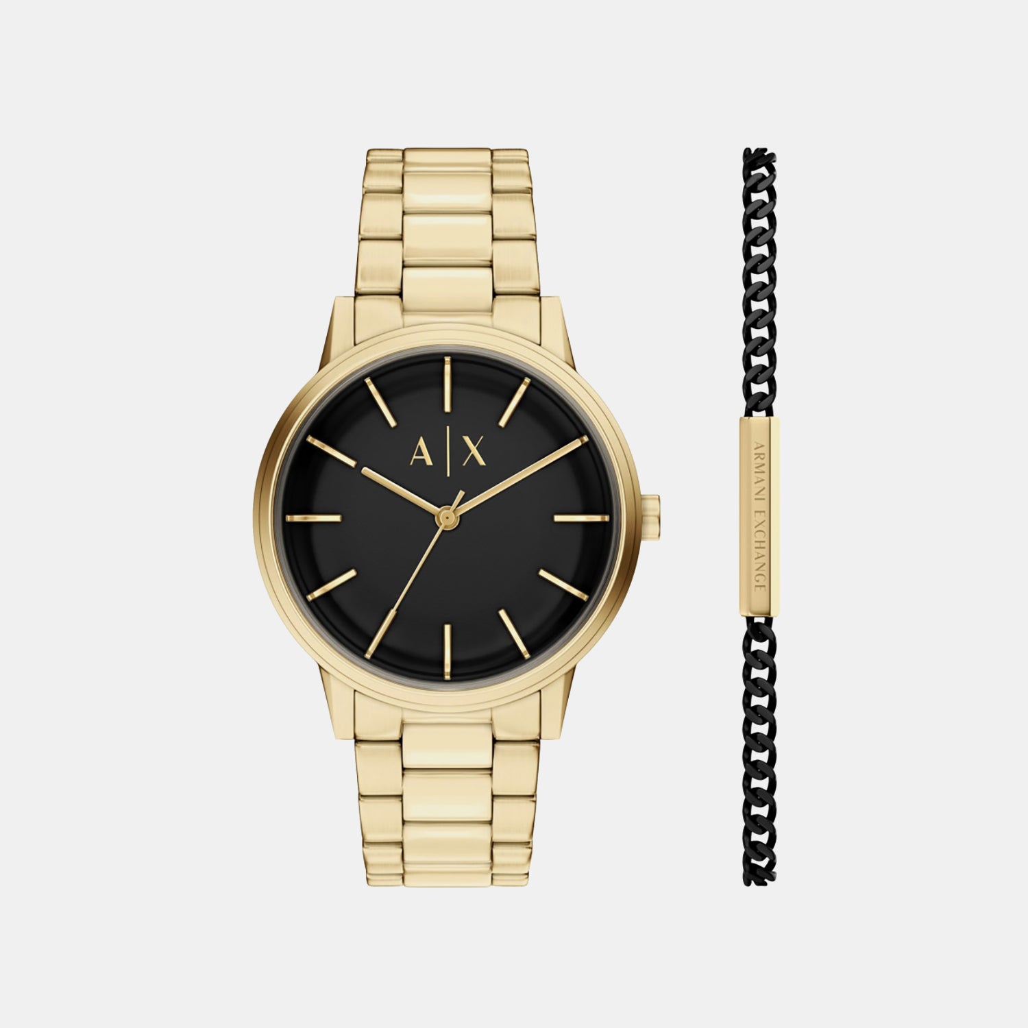 Lexington Pave Women Quartz Black Dial Multi-Function Stainless Steel Watch AX7178SET