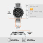Men Quartz Black Dial Chronograph Stainless Steel Watch AX7181SET