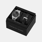 Men Quartz Black Dial Chronograph Stainless Steel Watch AX7181SET