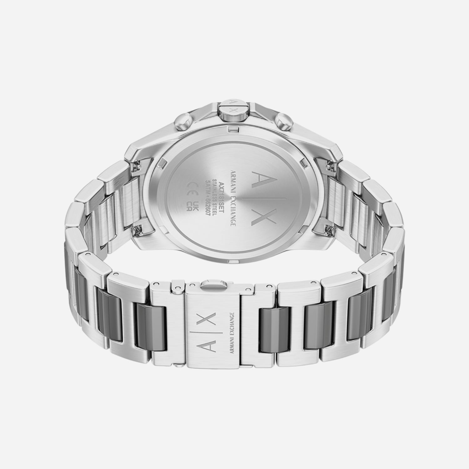 Men Quartz Black Dial Chronograph Stainless Steel Watch AX7181SET