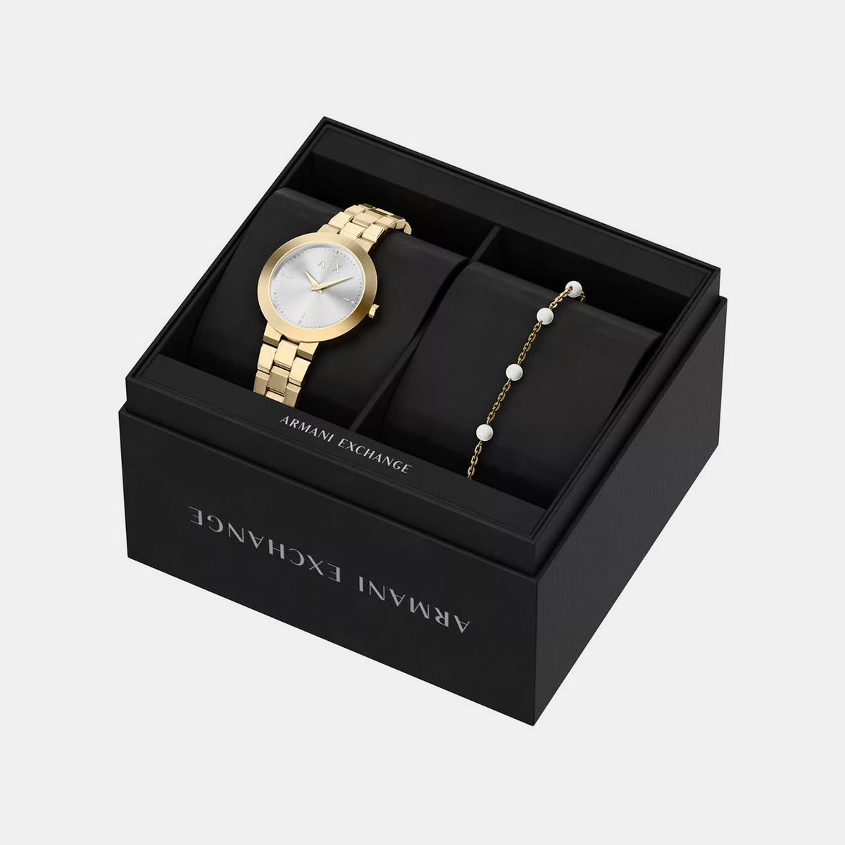Women Quartz Silver Dial Analog Stainless Steel Watch AX7185SET