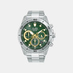 Men Solar Green Dial Chronograph Stainless Steel Watch AZ5011X1