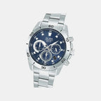 Men Solar Blue Dial Chronograph Stainless Steel Watch AZ5013X1