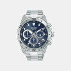 Men Solar Blue Dial Chronograph Stainless Steel Watch AZ5013X1