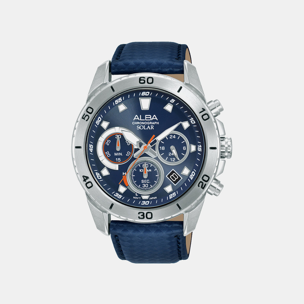 Men Quartz Blue Dial Analog Leather Watch AZ5017X1