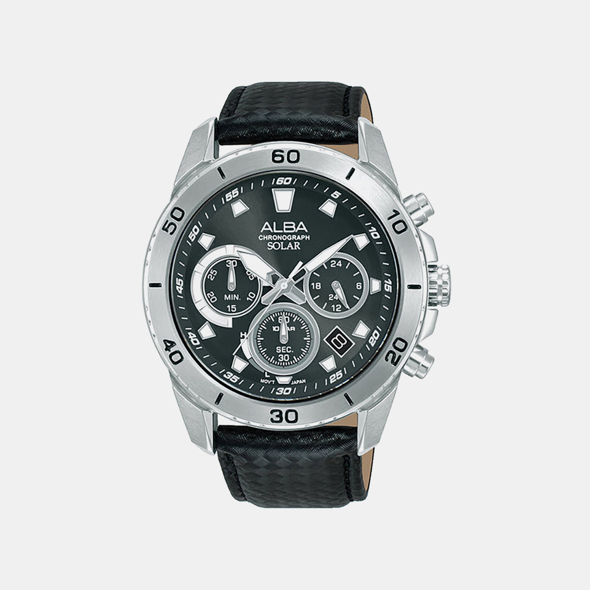 Active Men Solar Black Dial Chronograph Leather Watch AZ5019X1