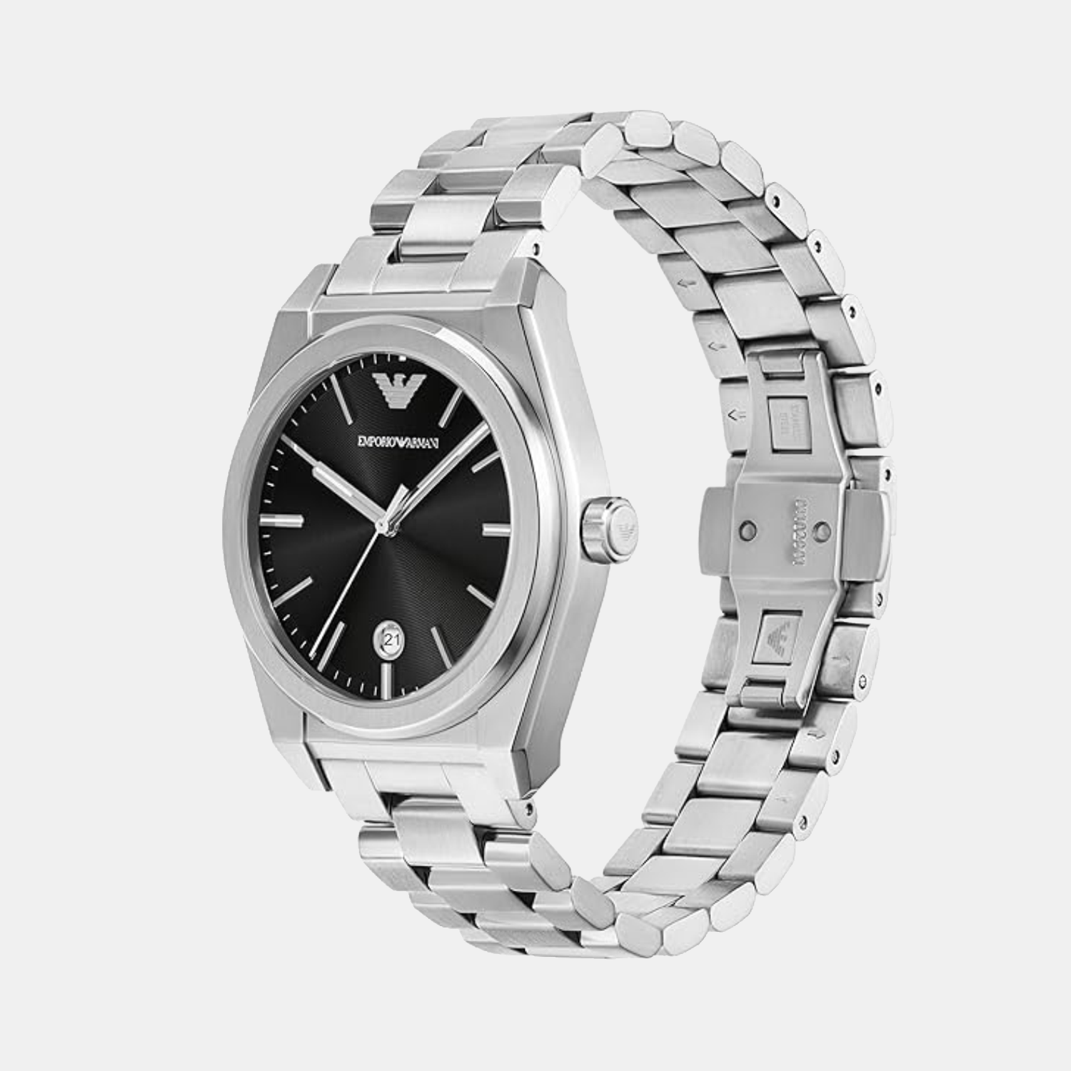 Na Men Quartz Black Dial Analog Stainless Steel Watch AR11622