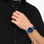 Men Quartz Blue Dial Analog Leather Watch BE9170-05L
