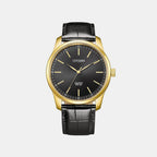 Men Quartz Black Dial Analog Leather Watch BH5002-02E