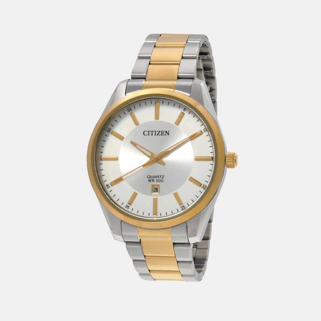 Men Quartz Silver Dial Analog Stainless Steel Watch BI1036-57A