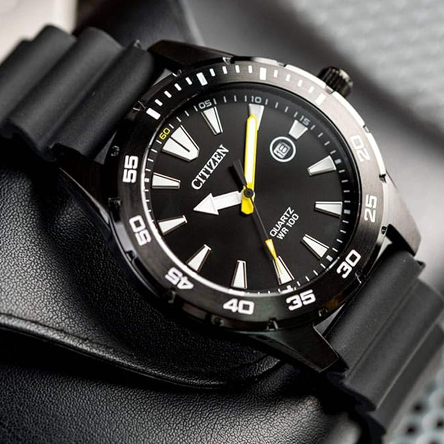 Men Quartz Black Dial Analog Stainless Steel Watch BI1045-13E