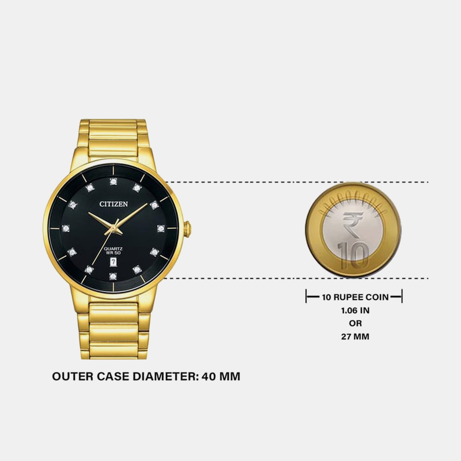 Men Quartz Black Dial Analog Stainless Steel Watch BI5019-54E