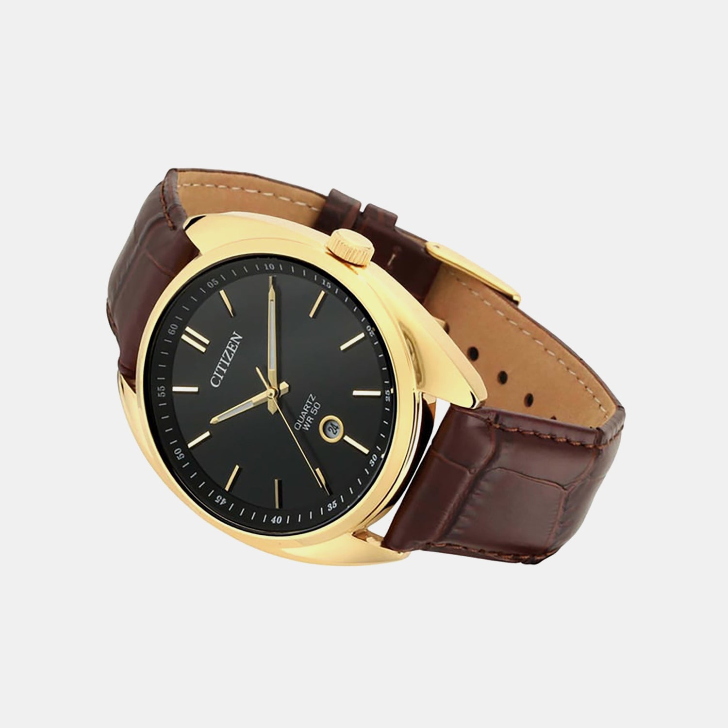 Men Quartz Black Dial Analog Leather Watch BI5092-03E